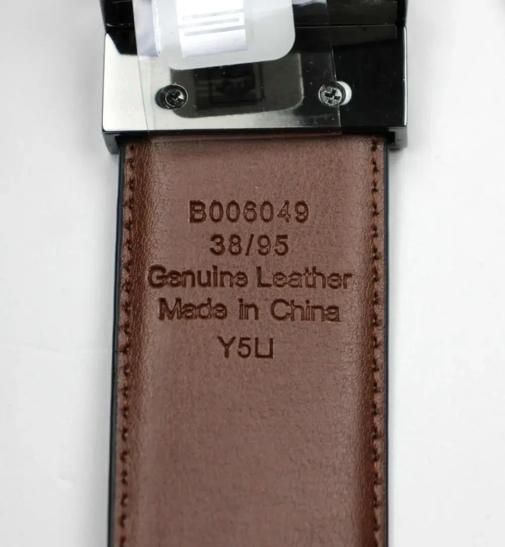 Bloomingdale's Men's Store Belt 38 Black Brown Genuine Leather Reversible Buckle